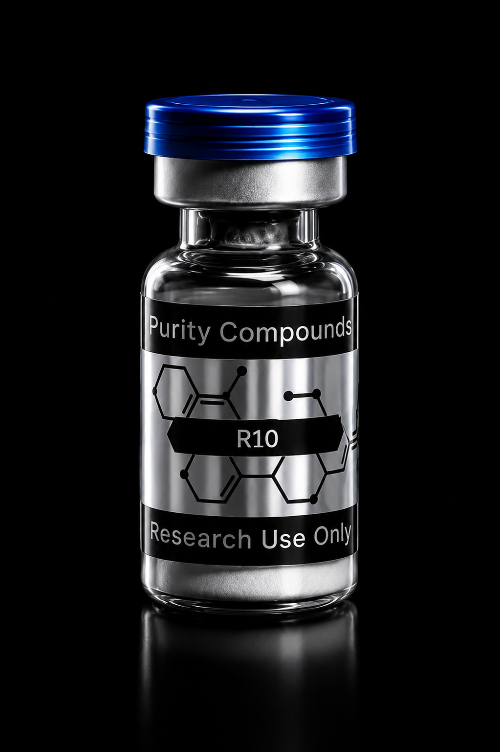 R10 research compound vial with blue cap - Purity Compounds product shot